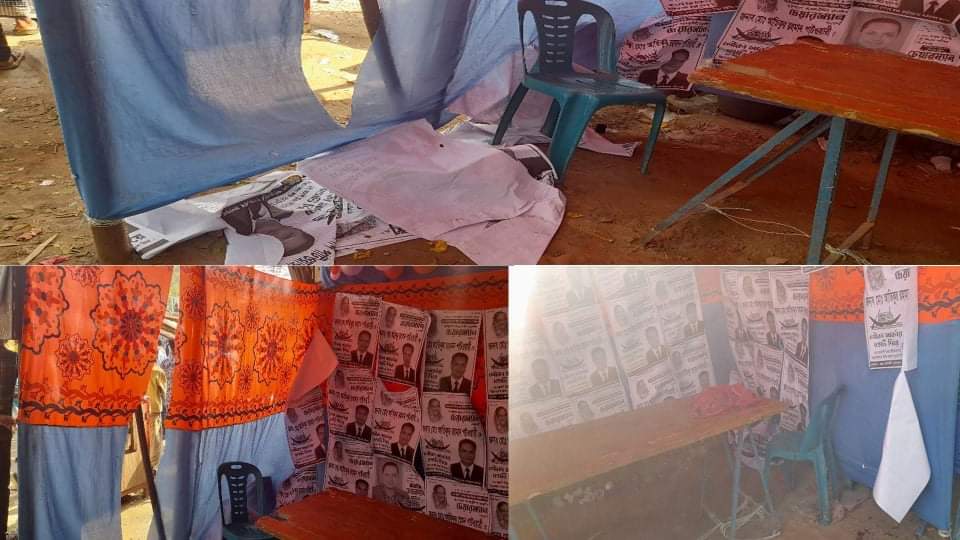 হাইমচর আলগী উত্তর ইউনিয়নে নৌকা মার্কার অফিস ভাংচুর