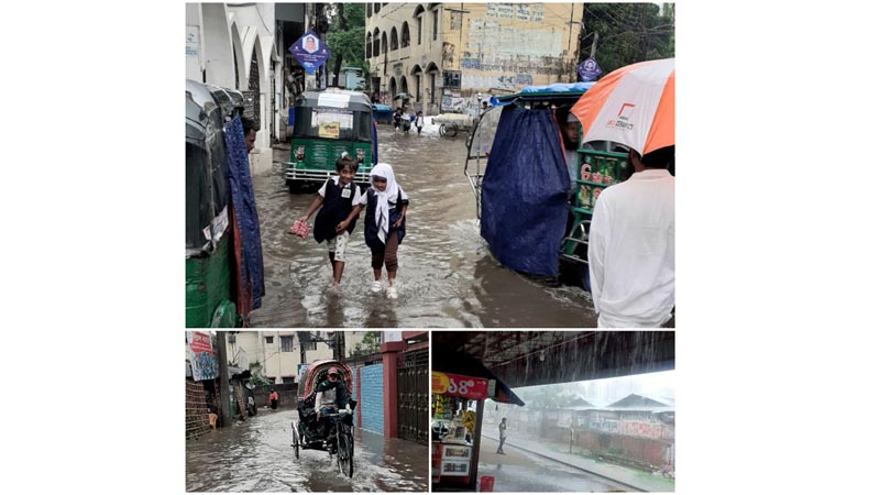 প্রবল বৃষ্টিতে রাস্তায় জলাবদ্ধতা  