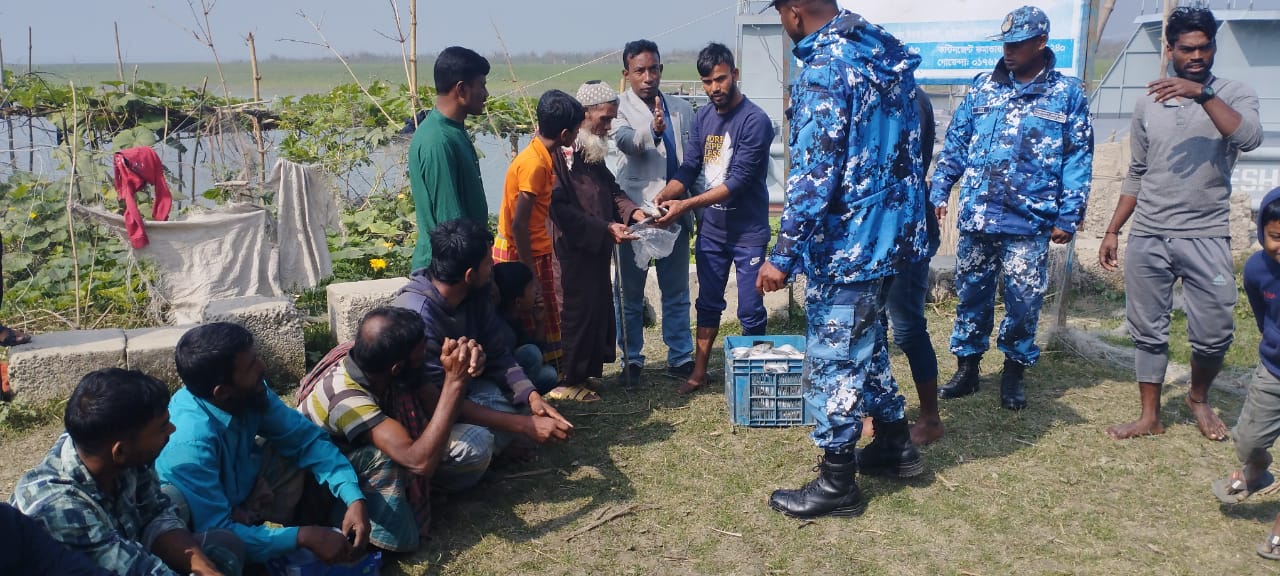 হাইমচরে কোস্টগার্ডের সহতায় ১৬মণ জাটকা ইলিশ জব্দ