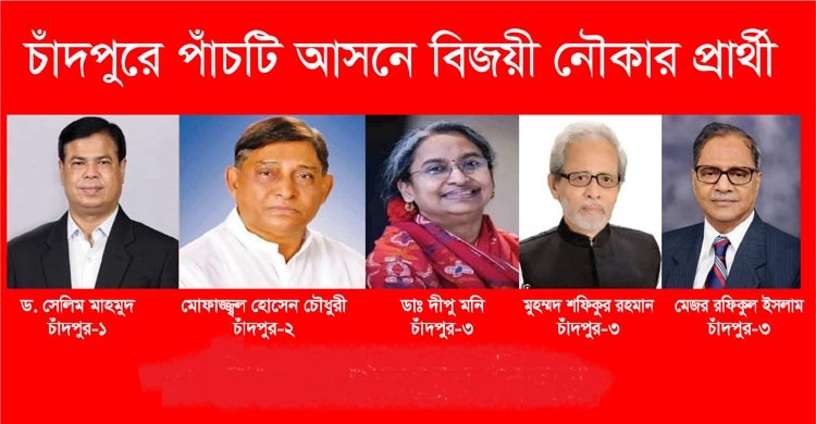 চাঁদপুরের ৫টি আসনেই নৌকার জয়