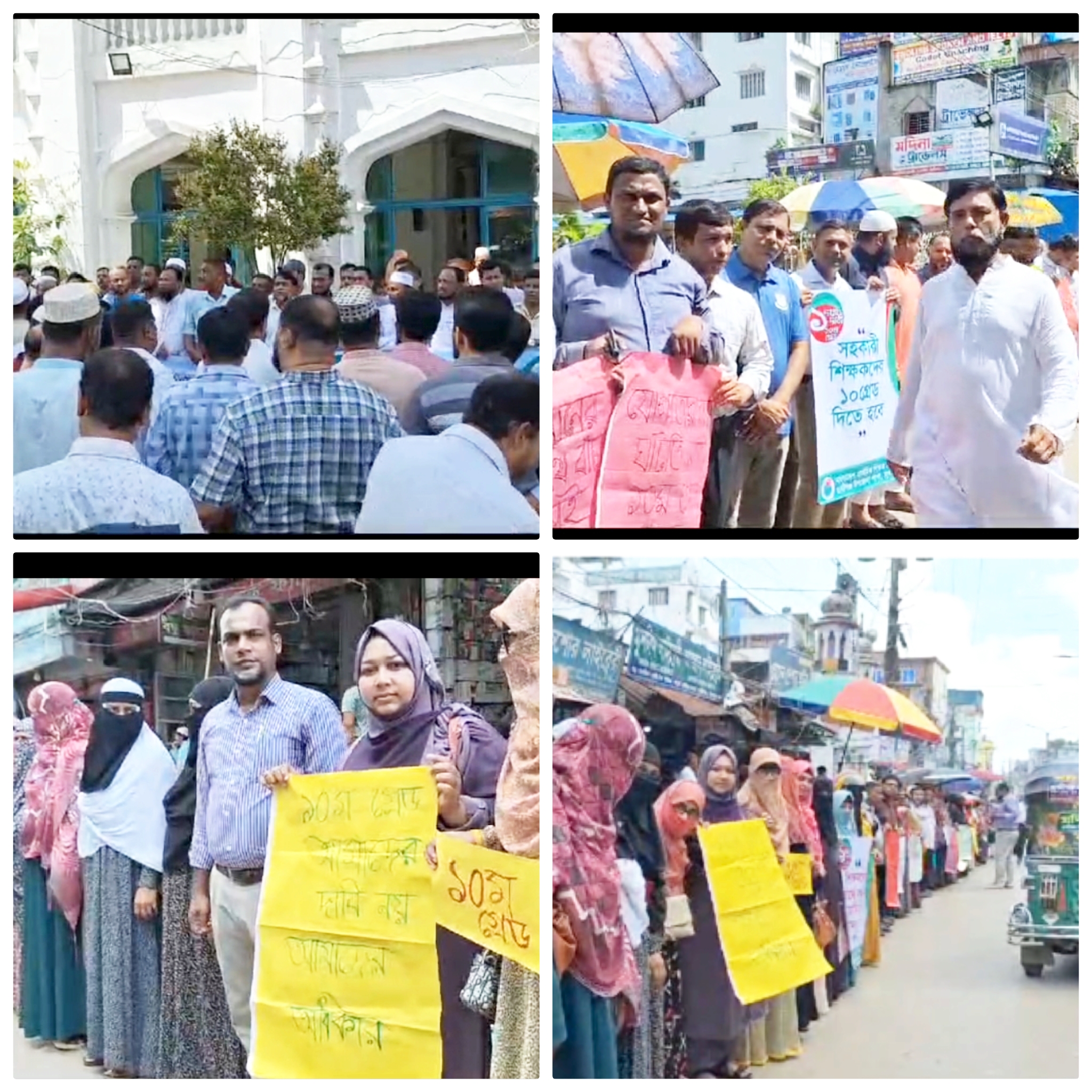 এক দফার দাবীতে  হাজীগঞ্জে প্রাথমিক শিক্ষকদের মানববন্ধন