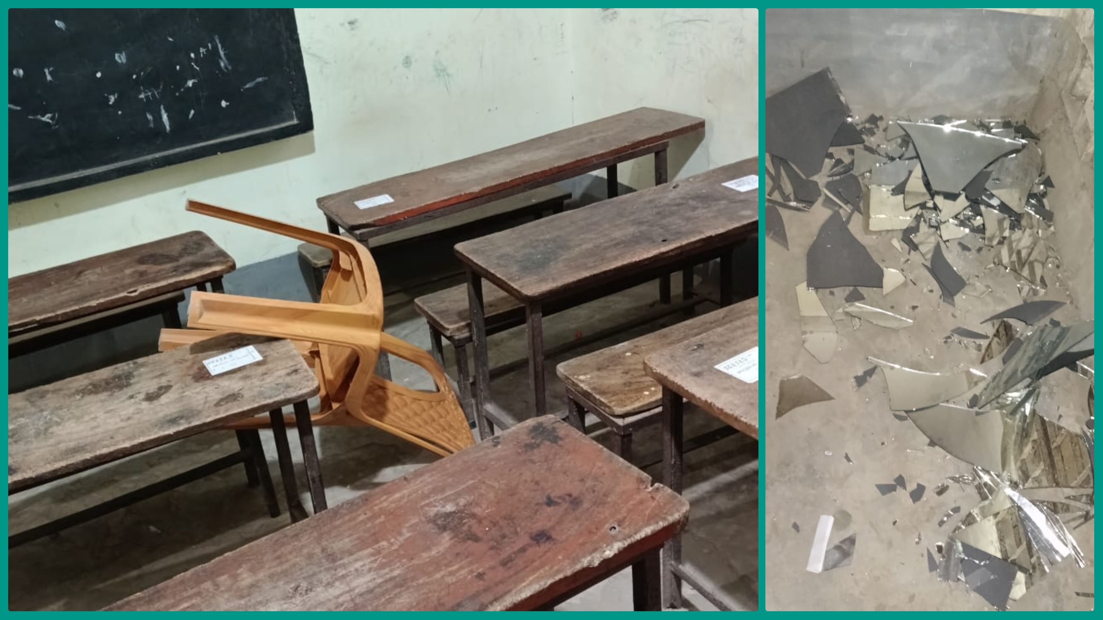 পরীক্ষা খারাপ হওয়ায়  পরীক্ষা  কেন্দ্রে ভাংচুর