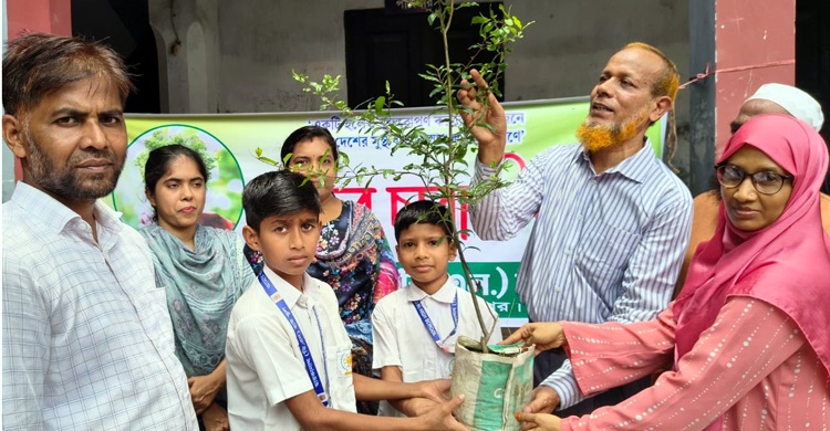 জলবায়ু সচেতনতা বাড়াতে ডিএন হাইস্কুলে শিক্ষার্থীদের মাঝে গাছের চারা বিতরণ
