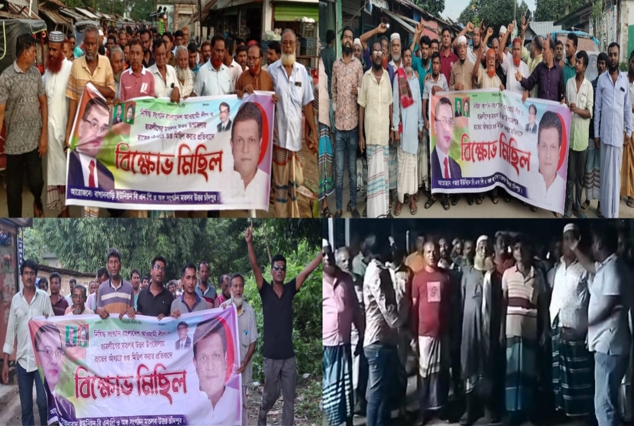 নিষিদ্ধ সংগঠনের গুপ্ত মিছিলের প্রতিবাদে মতলব উত্তরে বিএনপির বিক্ষোভ মিছিল