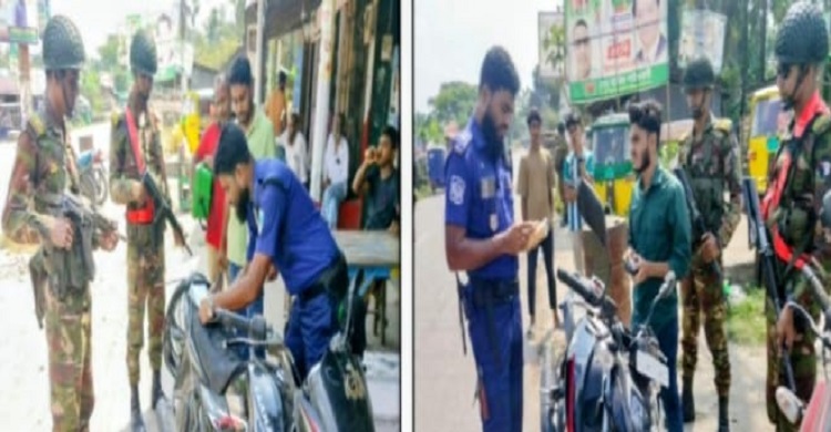 ৯০ যানবাহনে তল্লাশি।। ১২ মামলায় ৬০ হাজার টাকা জরিমানা, ৬ গাড়ি জব্দ