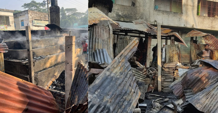 কচুয়ায় ভয়াবহ অগ্নিকাণ্ডে নাজমুল বেকারী পুড়ে গেছে
