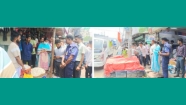হাজীগঞ্জে যৌথবাহিনীর অভিযানে ফুটপাতের দোকান উচ্ছেদ, ভ্যানগাড়ি জব্দ।। জরিমানা আদায়
