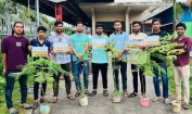 রেলস্টেশনের সৌন্দর্য বর্ধনে কৃষ্ণচূড়া ও রাধাচূড়া রোপণ