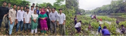 গল্লাক কলেজের শিক্ষার্থীরা স্বেচ্ছাশ্রমে নদী ও খালের কচুরিপানা পরিষ্কার করলো
