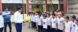 চাঁদপুর সদর উপজেলা প্রশাসন থেকে বিভিন্ন শিক্ষা প্রতিষ্ঠানে ফুটবল বিতরণ