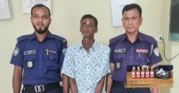 মৌলভীবাজারের বড়লেখায় বিদেশি মদ ও গাঁজাসহ আটক ১