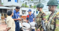 চাঁদপুরে যৌথবাহিনীর ভ্রাম্যমাণ চেকপোস্টে যানবাহনে তল্লাশি