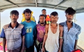 পাঁচ জেলে নৌকা এবং ৫  জেলেকে আটক,  ৩০ হাজার মিটার অবৈধ জাল জব্দ
