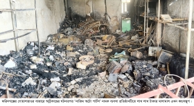 গোয়ালভাওর বাজারে অগ্নিকাণ্ডে ব্যবসায়ীর ৪০ লাখ টাকার মালামাল পুড়ে গেছে