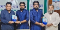 চাঁদপুর প্রেস ক্লাবের সভাপতি ও সাধারণ সম্পাদককে প্রান্তিক  সংগঠনের  সংবর্ধনা