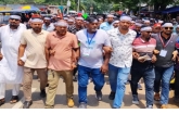 ব্যান্ড পার্টির বাজনা বাজিয়ে শাহমাহমুদপুর ইউনিয়নের ৭নং ওয়ার্ডের  বিশাল মিছিল
