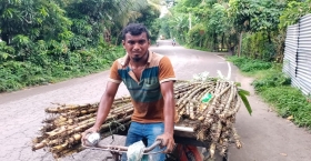 নিজের ক্ষেতের আখ রাস্তায় রাস্তায় বিক্রি করে লাভবান মনির মোল্লা